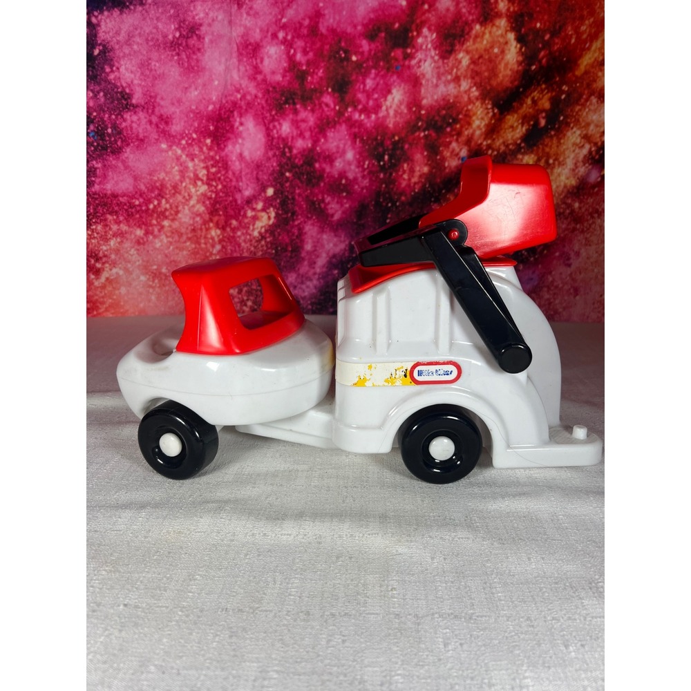 1985 Little Tikes Toddle Tots Sanitation Garbage Truck White Red Toy Vehicle